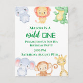 ジャングルの動物の誕生日パーティー招待状 ポストカード (正面)