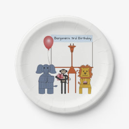 ジャングルの動物の誕生日パーティー紙皿 ペーパープレート