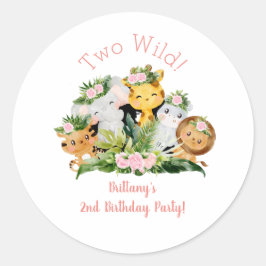 ジャングルの動物ツーワイルド2歳の誕生日パーティー ラウンドシール