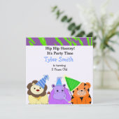 ジャングルの動物パーティー招待状 招待状 (スタンド正面)