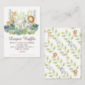 ジャングルの動物ベビーシャワーおむつくじ エンクロージャーカード (正面/裏面)