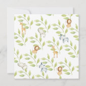 ジャングルの動物ベビーシャワー 招待状 (裏面)