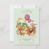 ジャングルの動物園の動物の友人の誕生会の招待 招待状 (正面)