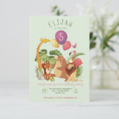 ジャングルの動物園の動物の友人の誕生会の招待 招待状 (スタンド正面)