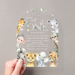 ジャングルの動物, サファリ, ワイルドワン, ベビーシャワー アクリル招待状