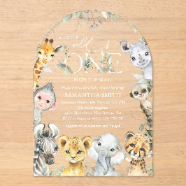 ジャングルの動物,サファリ,ワイルドワン,赤ちゃんシャワー アクリル招待状