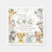 ジャングルの動物,サファリ,ワイルドワン,赤ちゃんシャワー スタンダードカクテルナプキン (正面)