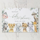ジャングルの動物，サファリ，ワイルドワン，赤ちゃんシャワー ペーパーパッド (正面)