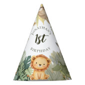 ジャングルの動物 初めての誕生日 パーティーハット (正面)