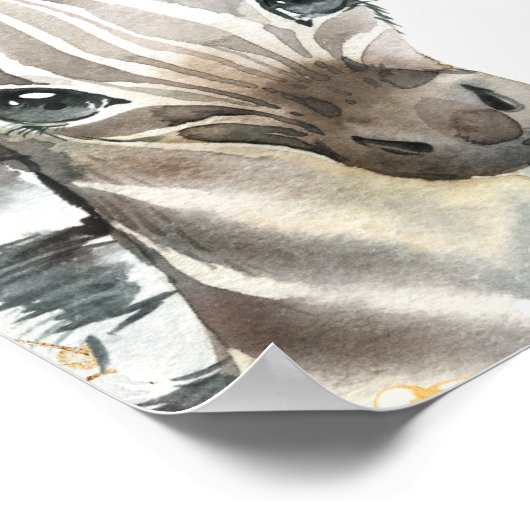 ジャングルの動物、花、赤ちゃんシャワーへようこそ ポスター (角)