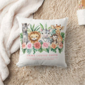 ジャングルの動物 赤ちゃん女の子 誕生記念 統計 枕 (ブランケット)