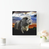 ジャングルの南アフリカ共和国のライオン スクエア壁時計 (ホーム)