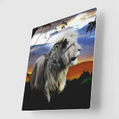 ジャングルの南アフリカ共和国のライオン スクエア壁時計 (傾斜)