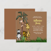 ジャングルの友達の誕生日パーティー招待状 招待状 (正面/裏面)