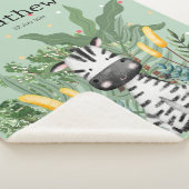 ジャングルの可愛いモノグラムのゼブラl緑 シェルパブランケット (3/4)