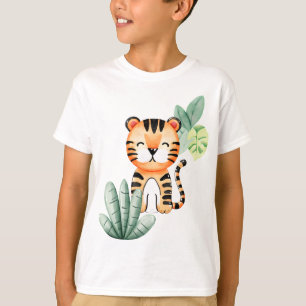 ジャングルの喜び:ハッピータイガーキッズTシャツ Tシャツ