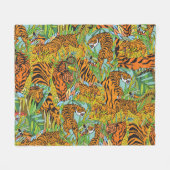 ジャングルの国王陛下：緑の中のトラ フリースブランケット (正面(横))