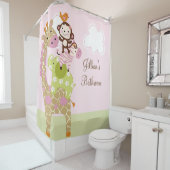 ジャングルの女の子動物が子どもたちがカーテンをシャワー シャワーカーテン (インサイチュ)