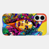ジャングルの女神ポップアートの孔雀の肖像iPhone 16  Case-Mate iPhoneケース (裏面 (横))