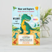 ジャングルの子供たちのかわいい男の子T 3レックス3歳の誕生日 招待状 (スタンド正面)