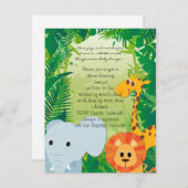 ジャングルの子供部屋のベビーシャワーの招待状 招待状 (正面/裏面)