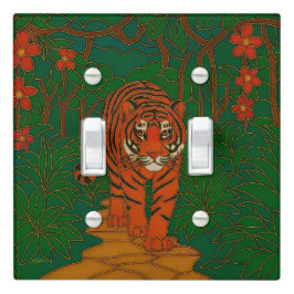 ジャングルの小道を行くクロワソンヌアートの虎