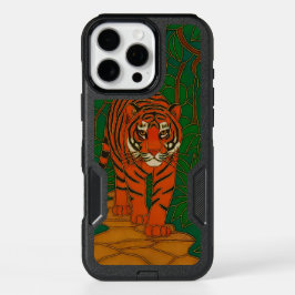 ジャングルの小道を行く七宝焼のトラ