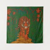 ジャングルの小道を行く七宝焼のトラ タペストリー (正面)