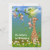 ジャングルの少年誕生日パーティー 招待状 (正面)