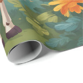 ジャングルの幸せなキリン&ギフト |折り返し紙 ラッピングペーパー (ロールコーナー)