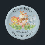 ジャングルの幼児動物たちが7インチプレート ペーパープレート<br><div class="desc">サファリ·ベイビー·アニマルズ：ライオン、キリン、サル、ゾウが登場するベビー·シャワ   ー用。当店のお見合い商品。</div>