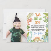 ジャングルの恐竜の誕生日写真ありがとうカード サンキューカード (正面)