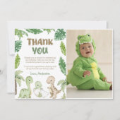 ジャングルの恐竜の誕生日写真 サンキューカード (正面)