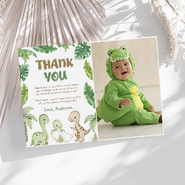 ジャングルの恐竜の誕生日写真 サンキューカード