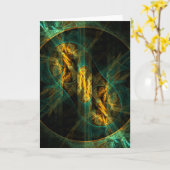 ジャングルの抽象芸術アートのグリーティングカードの目 カード (黄色い花)