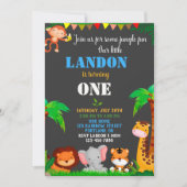 ジャングルの最初の誕生日の招待ワイルドワン招待状 招待状 (正面)