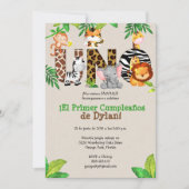 ジャングルの最初の誕生日パーティの招待状 – エスパニョル 招待状 (正面)