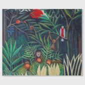 ジャングルの森でサルのオウム ラッピングペーパー (フラット)