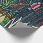 ジャングルの森でサルのオウム ラッピングペーパー (角)