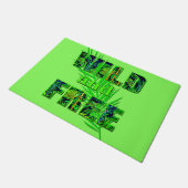 ジャングルの植物を使ったワイルドフリーのワードアート ドアマット (アングル)