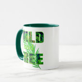 ジャングルの植物を使ったワイルドフリーのワードアート マグカップ (正面左)