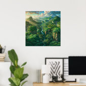 ジャングルの概要 – 風光明媚なイラストレーションアートスタイル ポスター (ホームオフィス)