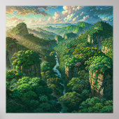 ジャングルの概要 – 風光明媚なイラストレーションアートスタイル ポスター (正面)