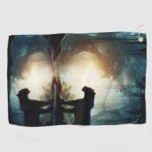 ジャングルの水たまりに写る黒いヒョウ ゴルフタオル (横)