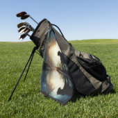 ジャングルの水たまりに写る黒いヒョウ ゴルフタオル (グリーン)