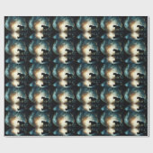 ジャングルの水たまりに写る黒いヒョウ ラッピングペーパー (フラット)
