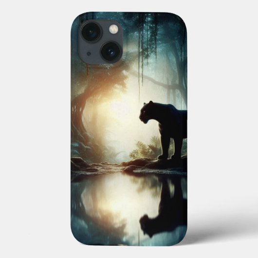 ジャングルの水たまりに写る黒いヒョウ Case-Mate iPhoneケース (裏面)