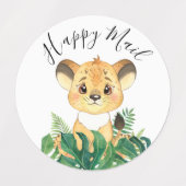 ジャングルの水色のライオンのラベル ラベル (デザイン2)