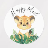 ジャングルの水色のライオンのラベル ラベル (デザイン1)