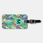 ジャングルの水色ハミングバード | モノグラム ラゲッジタグ (正面横)
